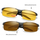 8177 AL MG  alloy the whole day photochoromic polarized sunglasses, Night vision yellow to brown