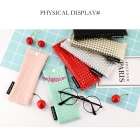 D9730 Leather flat-mouth optical frame glasses bag,diamond cloth,Snap fastener
