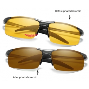 8177 AL MG  alloy the whole day photochoromic polarized sunglasses, Night vision yellow to brown